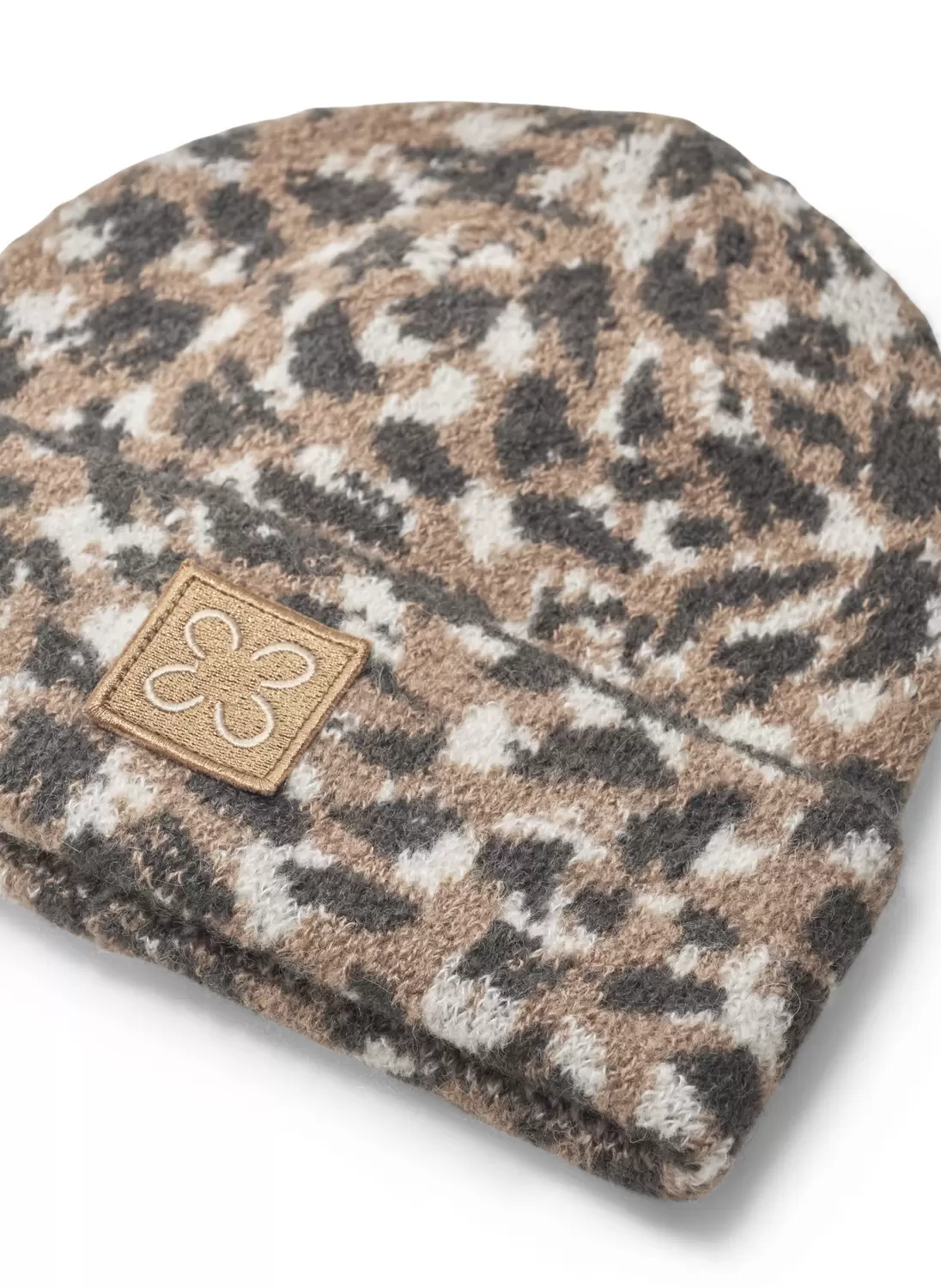 Gestrickte Mütze aus weicher Wollmischung mit gestricktem Fellmuster