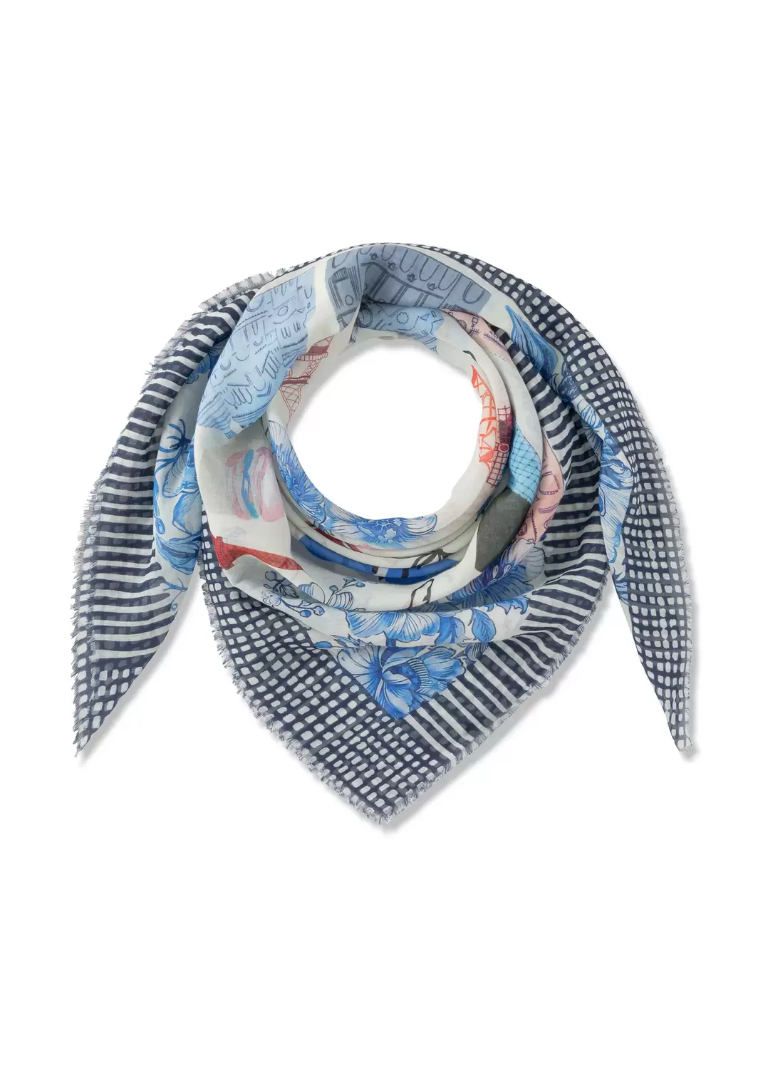 PRINTED SQUARE  COTTON PARIS blau-1