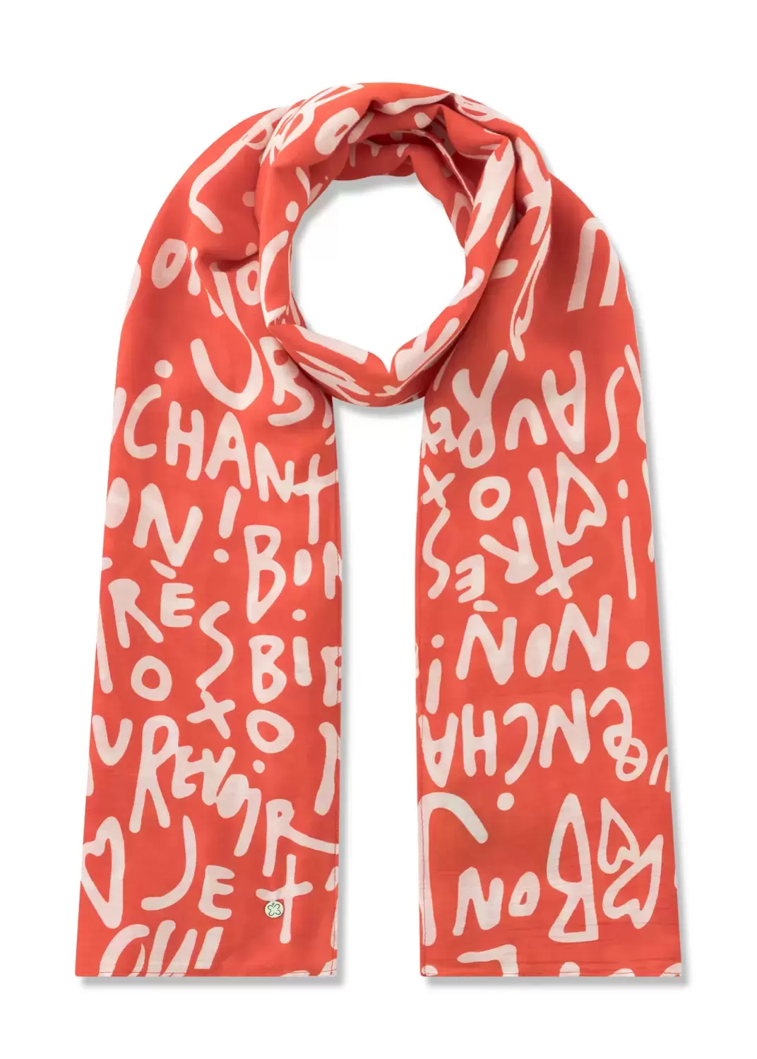 Schal aus feiner Modal-Baumwoll-Mischung mit französischen Schriftzügen
