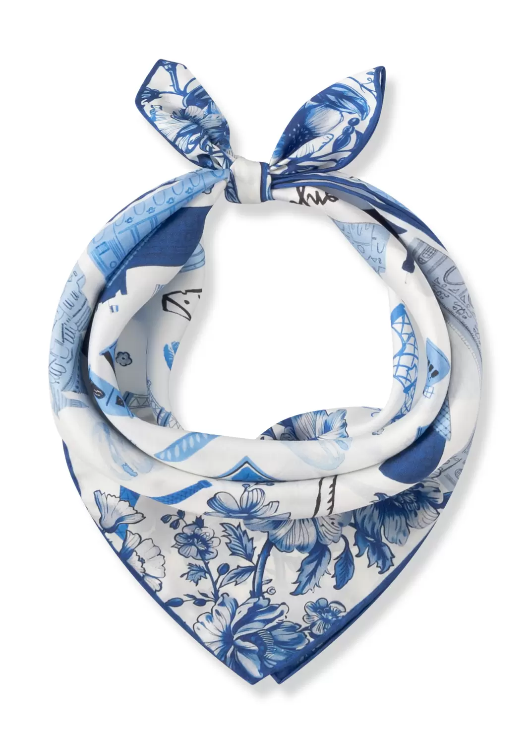 PRINTED NICKI SILK PARIS blau-53X53