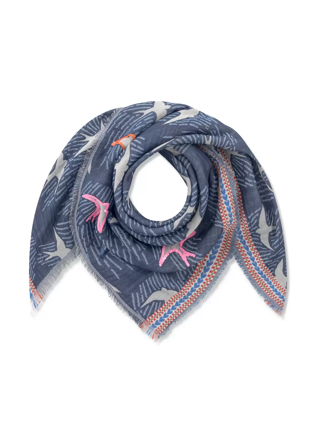 JACQUARD SQUARE COTTON MIX BIRDS+EM