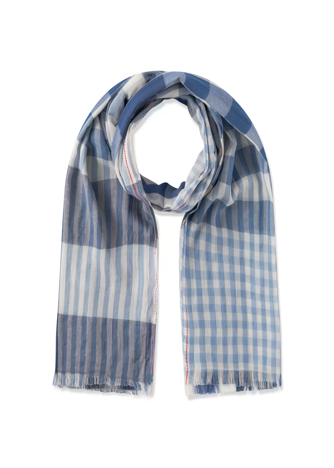 WOVEN SCARF COTTON CHECKS blau-100X