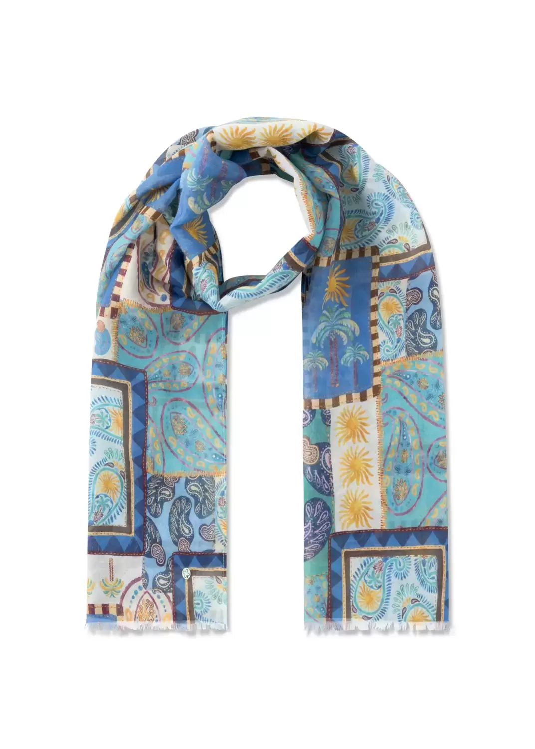 PRINTED SCARF  COTTON PAISLEY PATCH