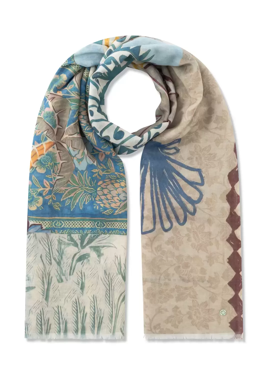 PRINTED SCARF COTTON MIX PALM TREE