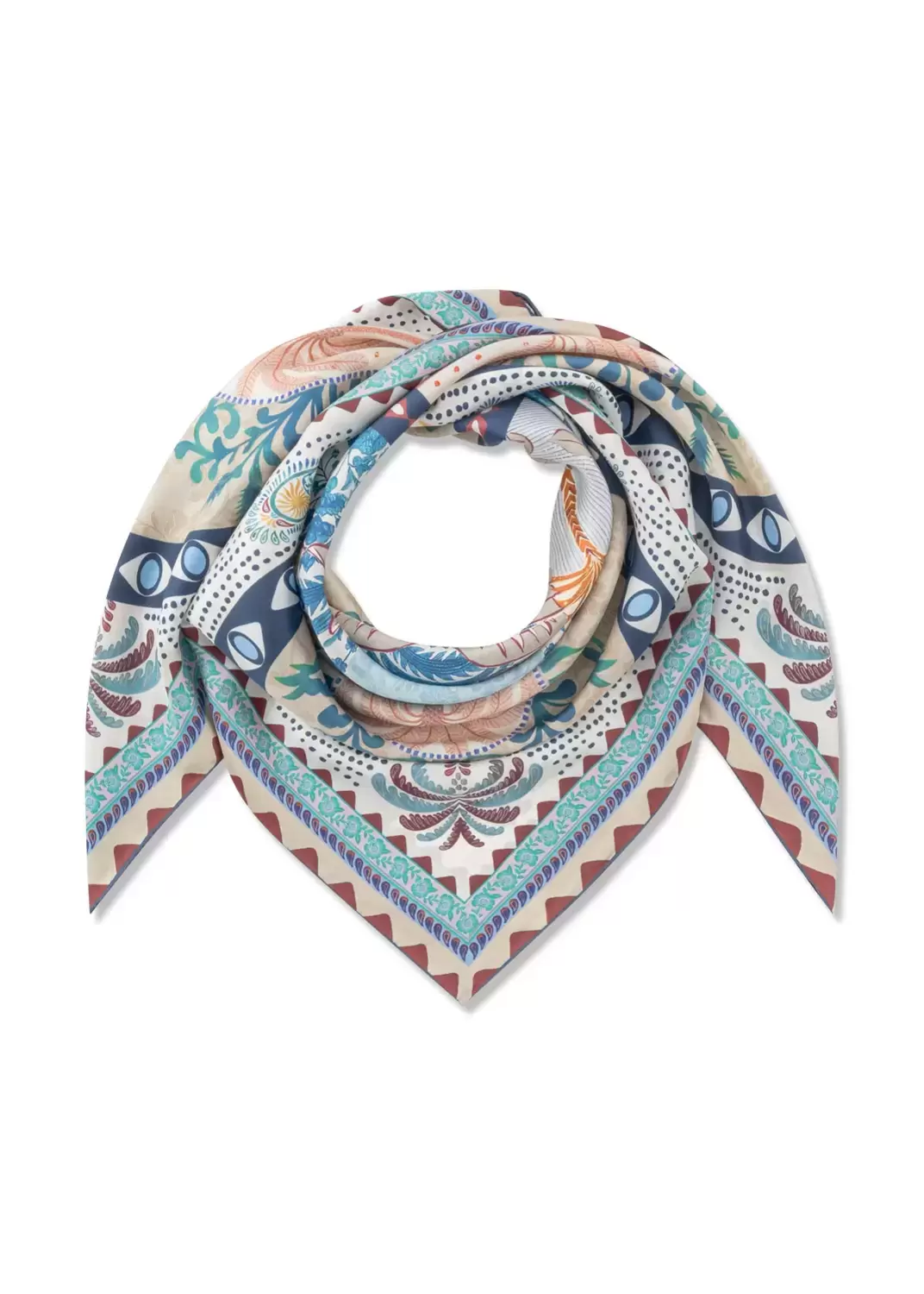 PRINTED SQUARE SILK PALM TREE PATTE