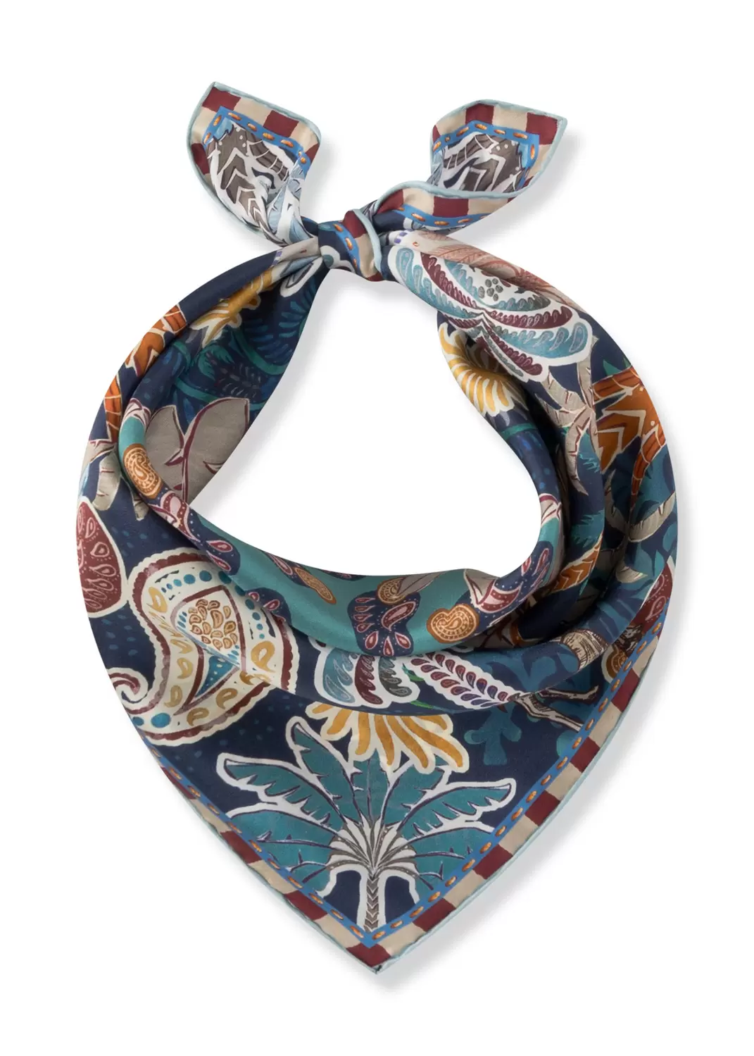 PRINTED NICKI SILK PALM TREE PAISLE