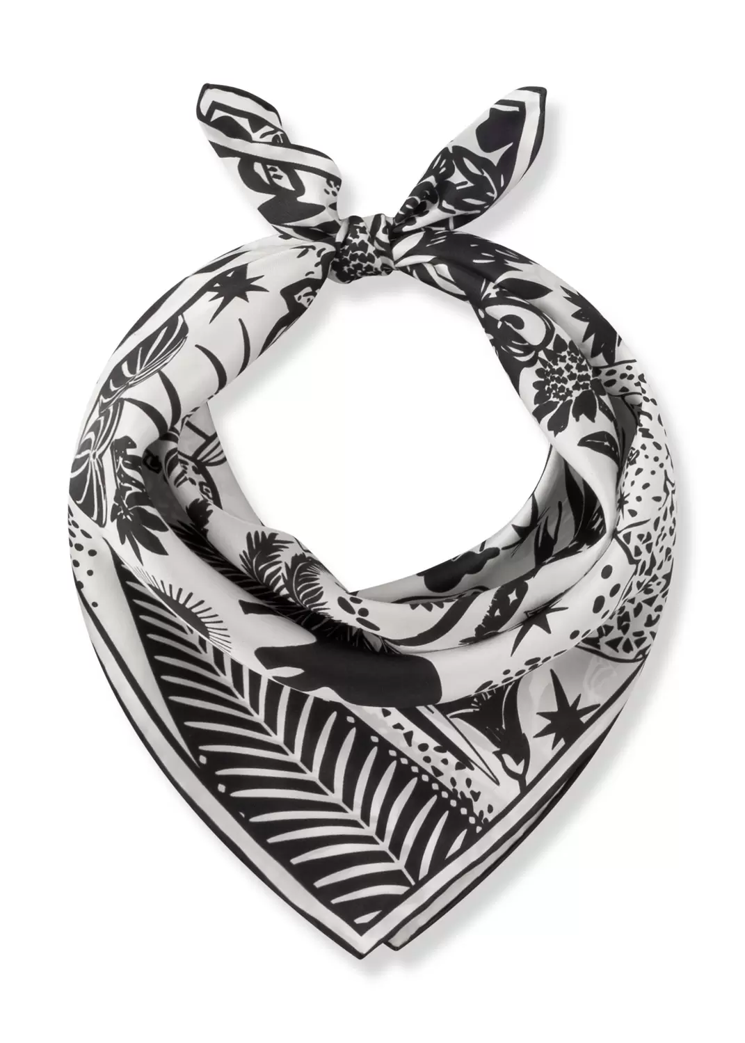 Premium Nickituch aus reiner Seide mit Dschungel-Motiven