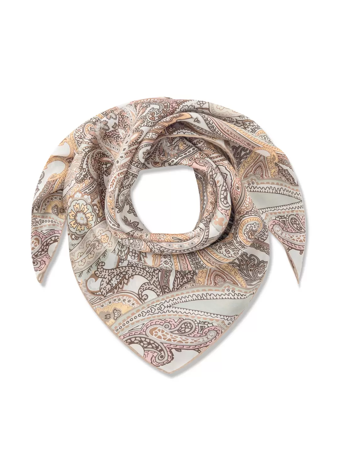 PRINTED SQUARE SILK PAISLEY beige-6