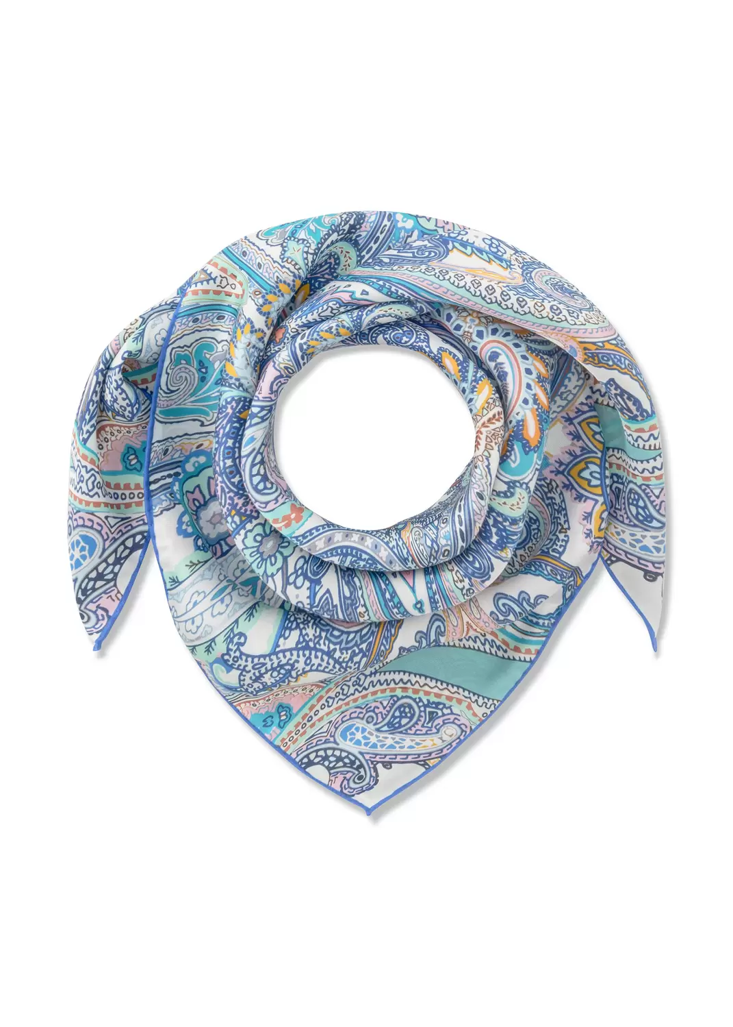 PRINTED SQUARE SILK PAISLEY blau-64