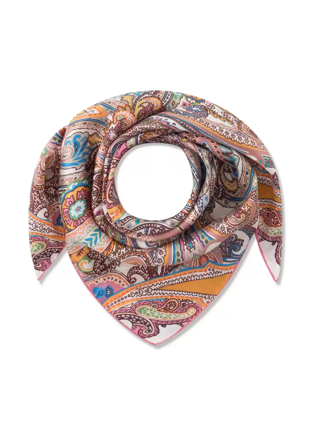 PRINTED SQUARE SILK PAISLEY pink-64