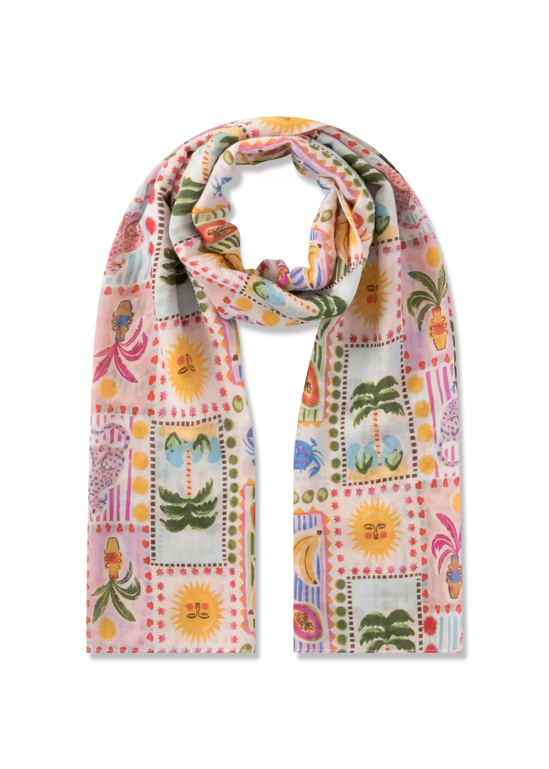 PRINTED SCARF MODAL/COTTON SUN PATT