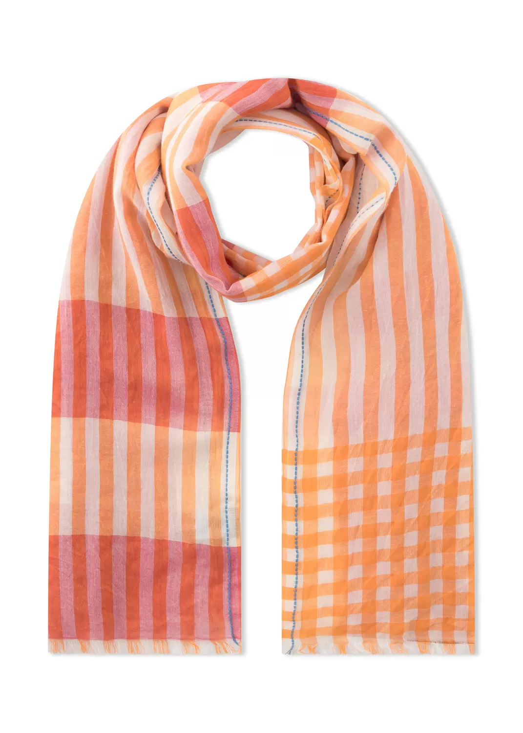 WOVEN SCARF COTTON CHECKS pink-100X
