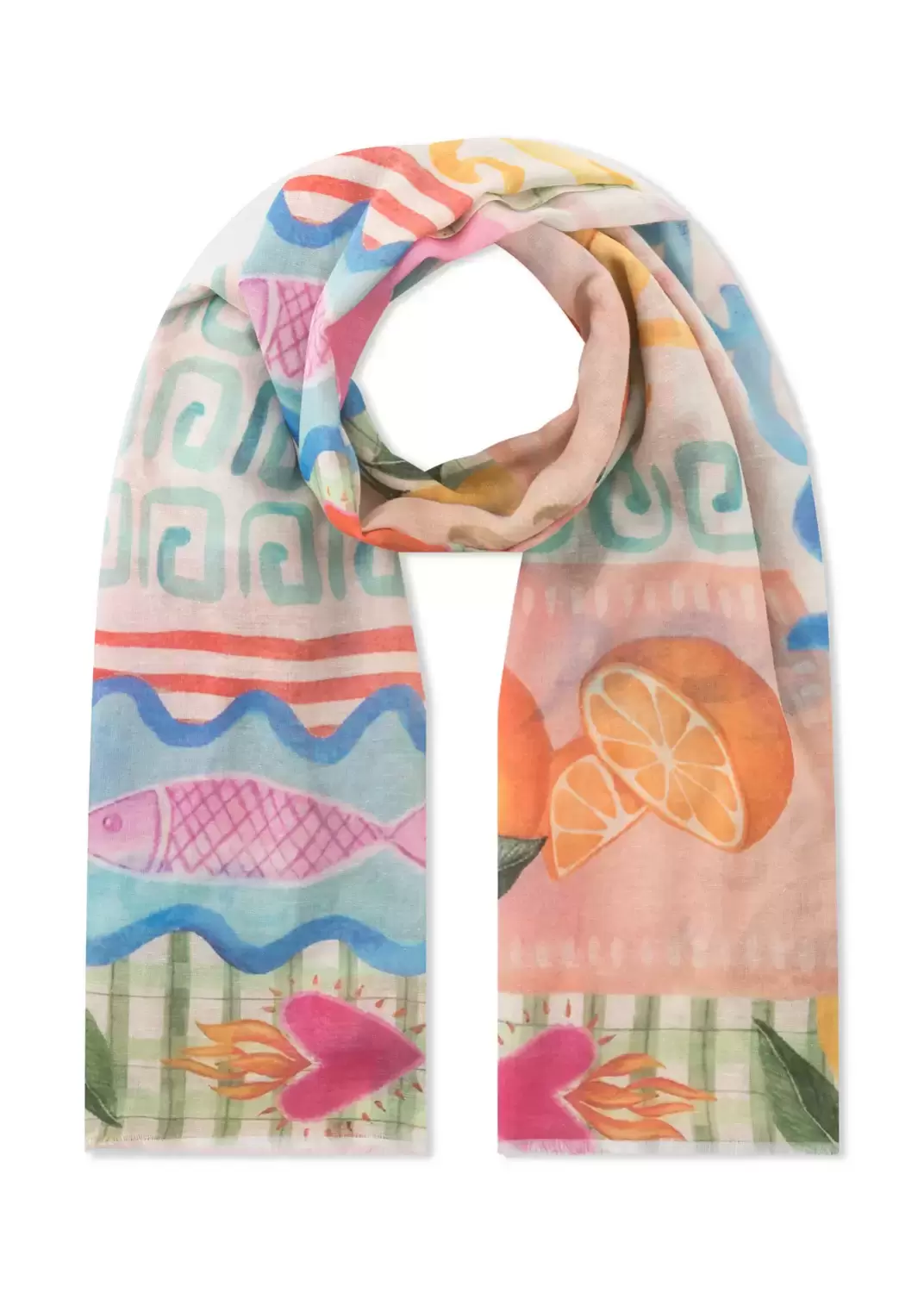 PRINTED SCARF COTTON MIX PATTERN MI