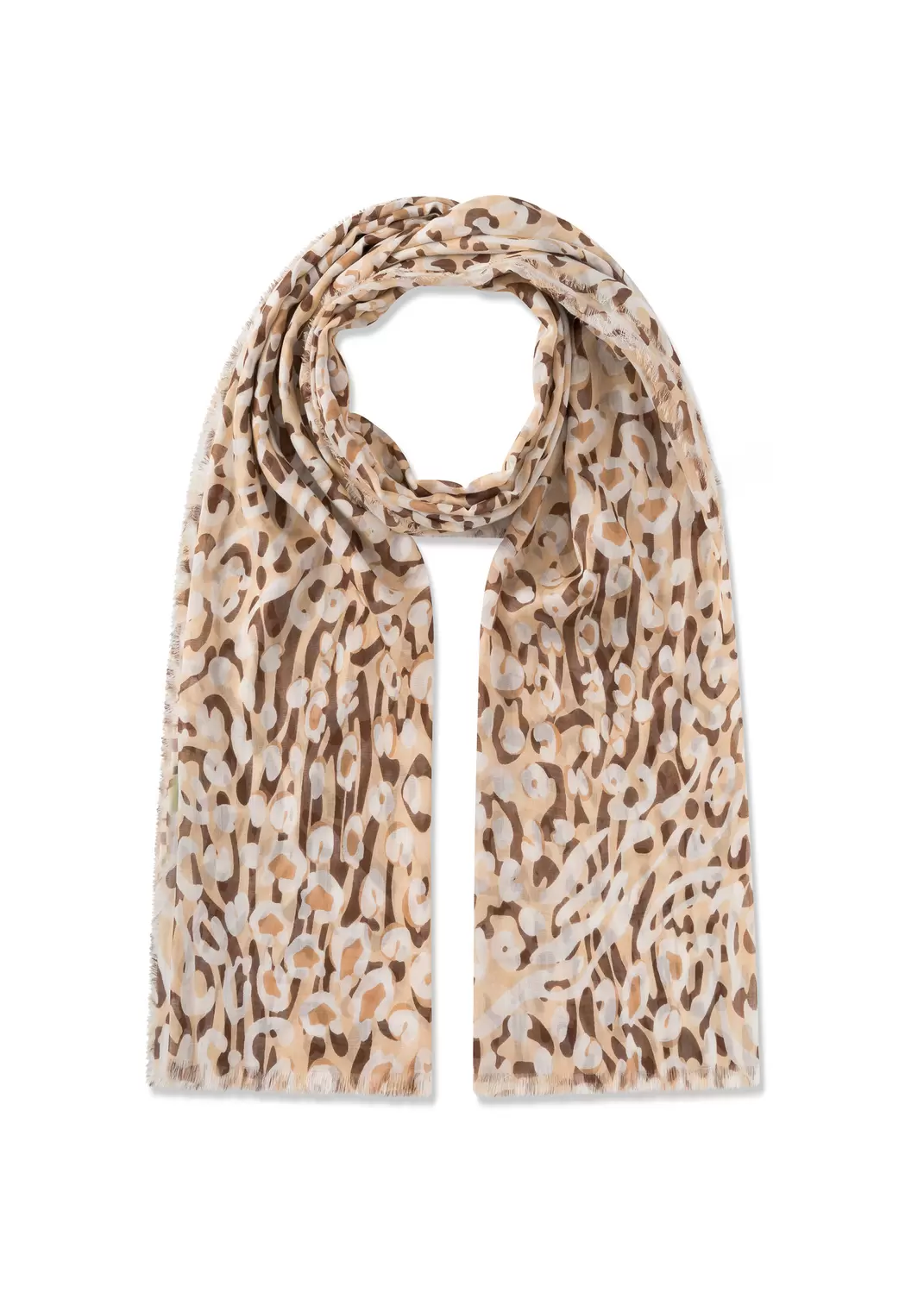 PRINTED SCARF BAMBOO LEO beige-100X