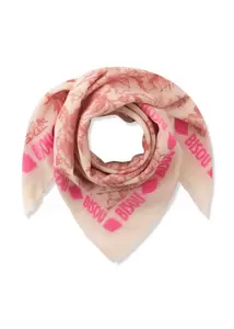 Jacquard-Tuch aus Baumwollmischung mit Blumenmuster und BISOU-Schriftzug