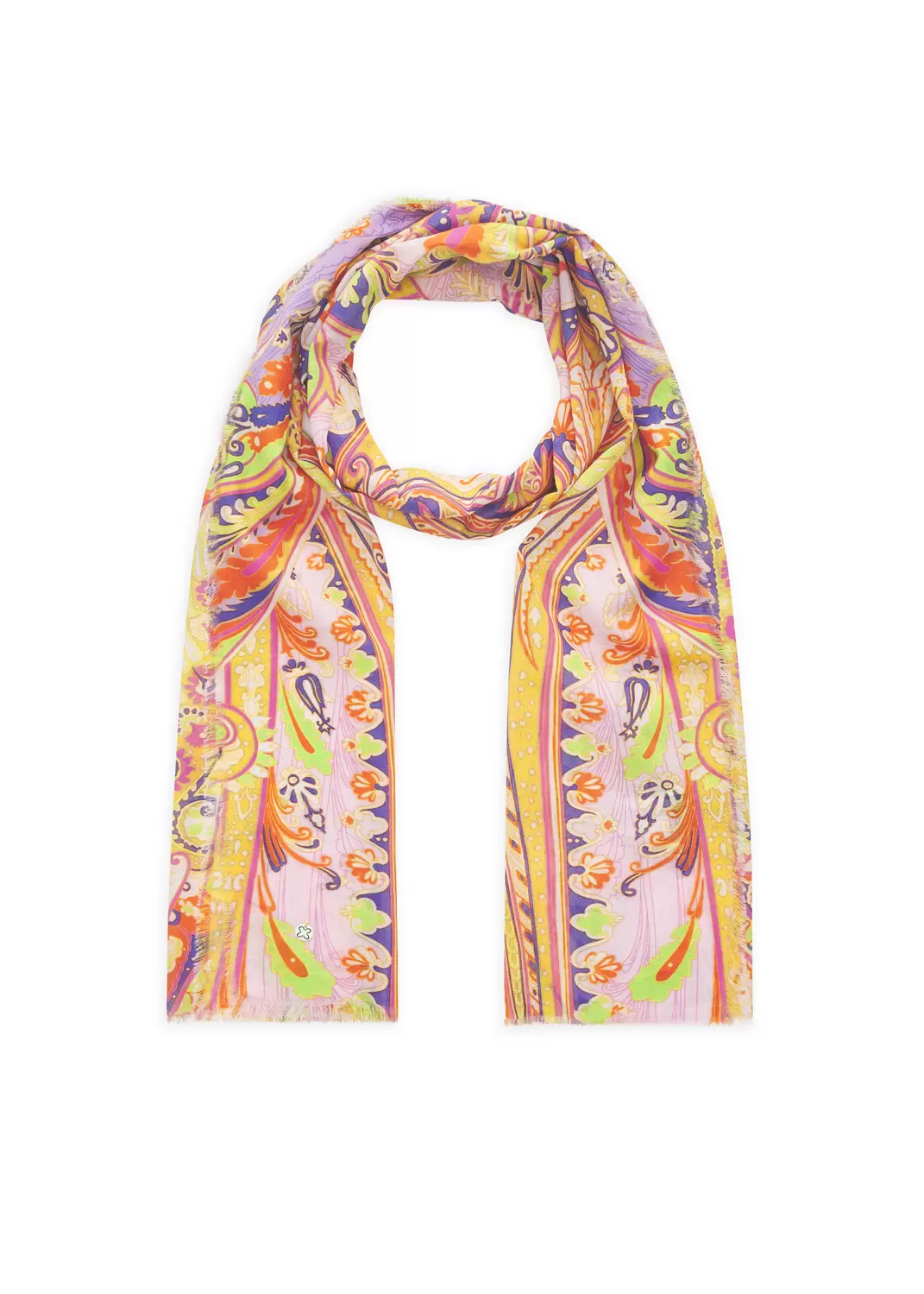 PRINTED SCARF COTTON PAISLEY gelb-5