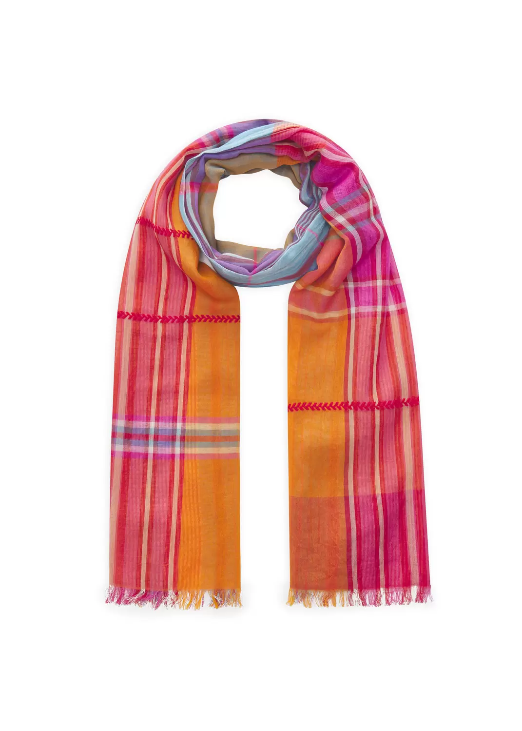 WOVEN SCARF COTTON MIX CHECKS orang