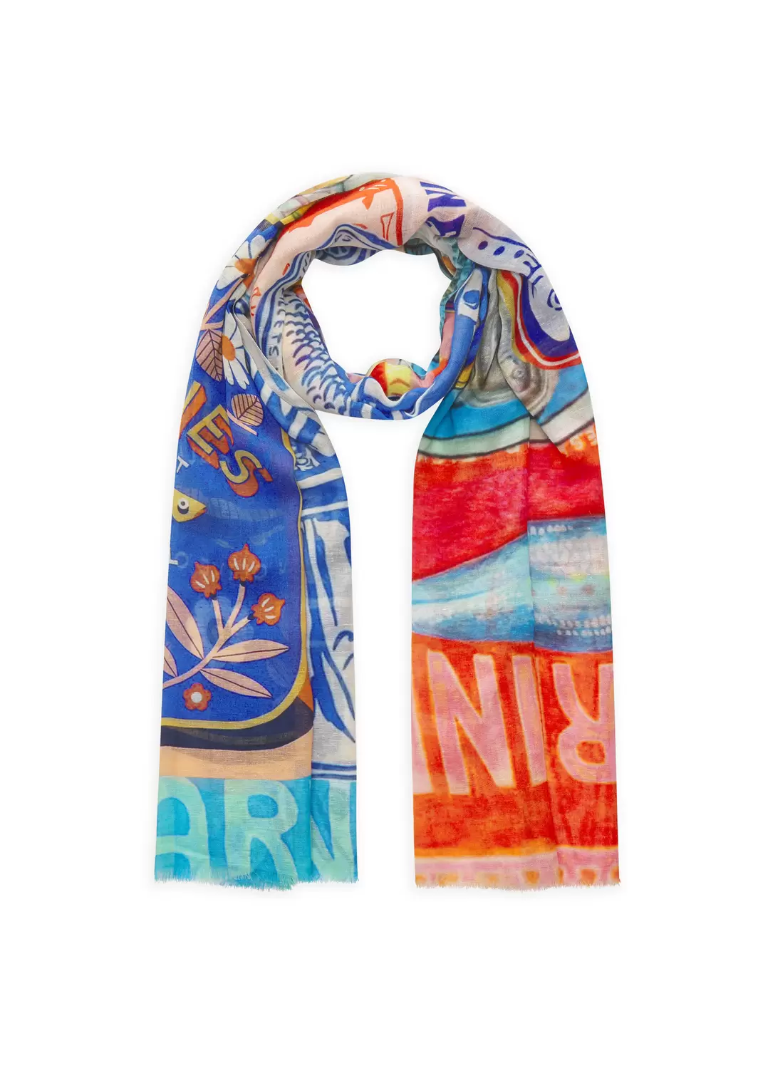PRINTED SCARF COTTON MIX SARDINES b