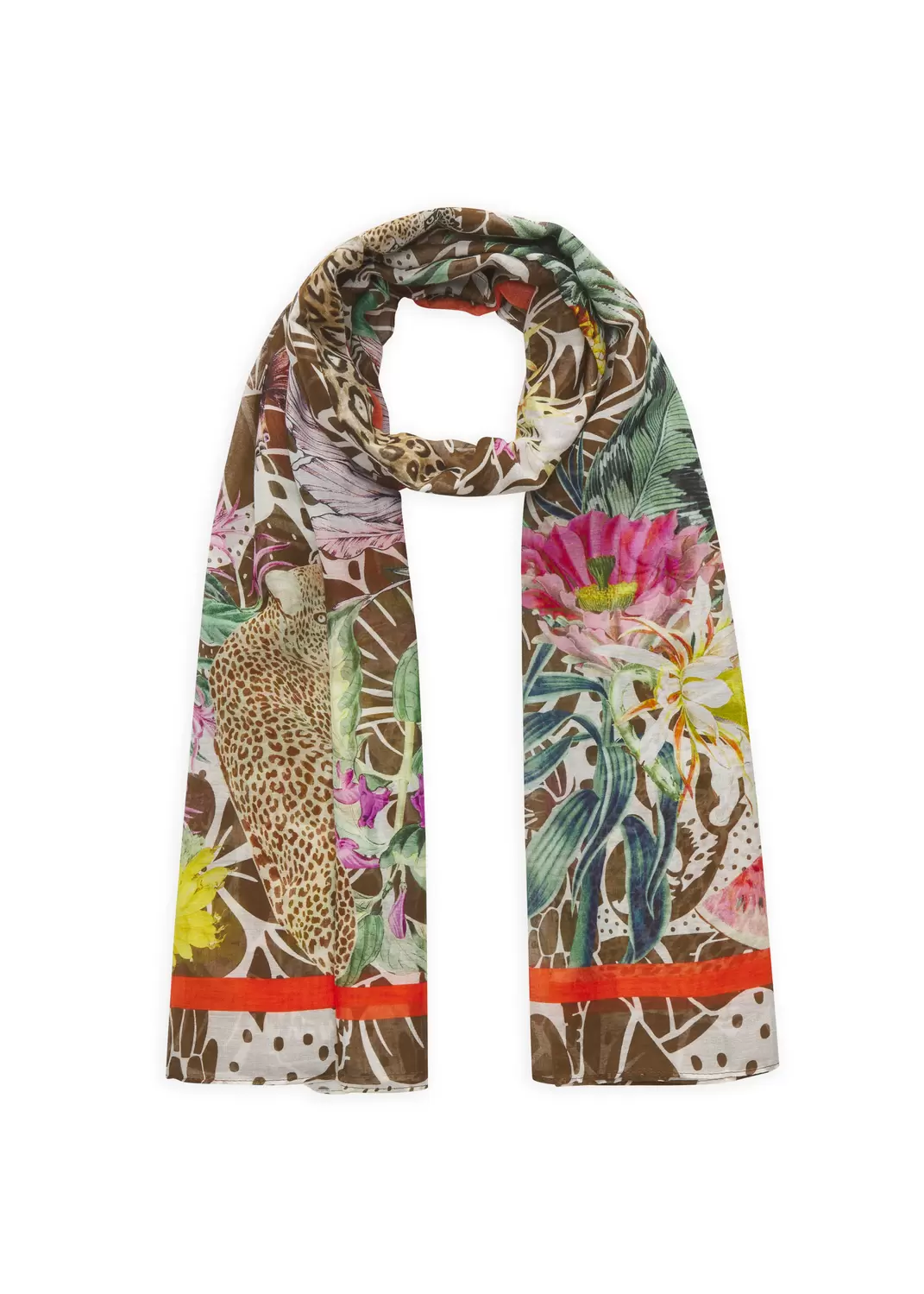 Schal aus reiner Baumwolle mit Dschungel-Motiven
