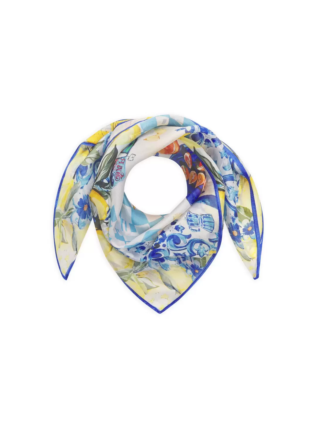 Luxuriöses Tuch aus reiner Seide mit Zitronen-Motiven