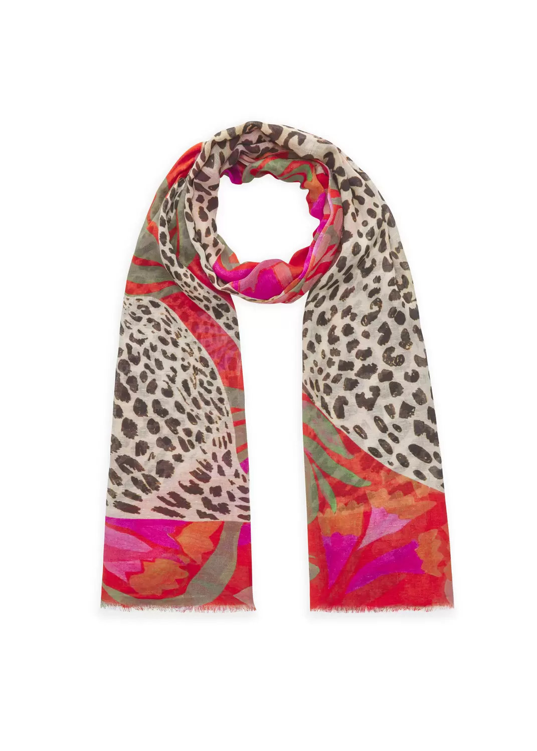 PRINTED SCARF COTTON MIX LEOPARD ro