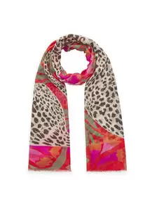 Schal aus feiner Baumwollmischung mit Leopard-Motiv