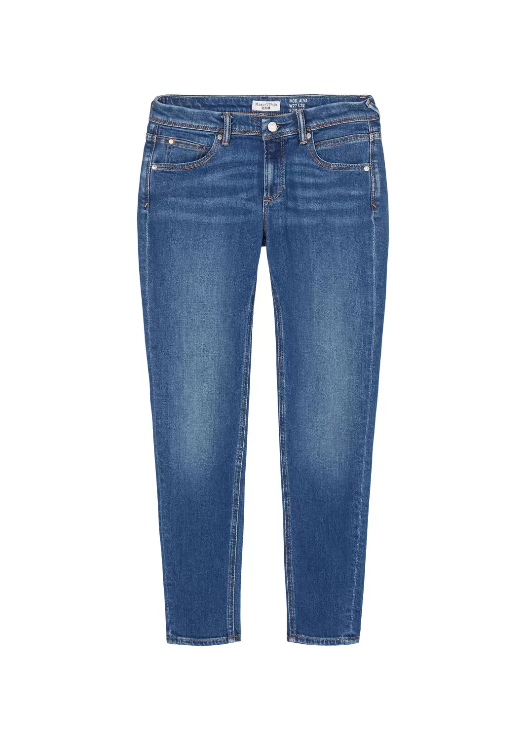 Denim Trousers, Mid Waist, Slim Leg female