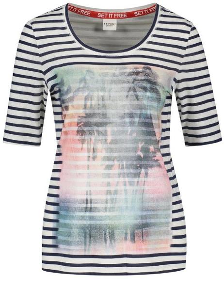 T-SHIRT 1/2 ARM - 08033/BLACK IRIS/OFFWHITE RINGE