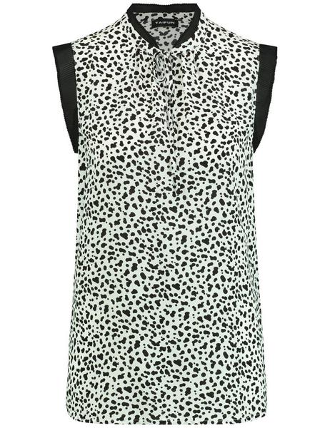 BLUSE OHNE ARM - 09702/OFFWHITE GEMUSTERT