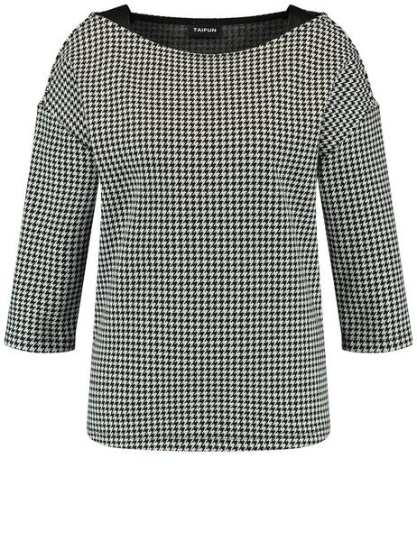 T-SHIRT 3/4 ARM - 01102/BLACK GEMUSTERT