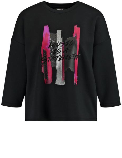 T-SHIRT 3/4 ARM - 01102/BLACK GEMUSTERT