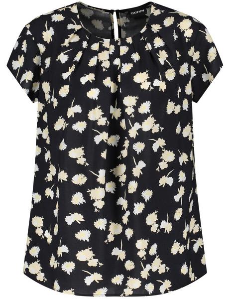 BLUSE 1/2 ARM - 1102/SCHWARZ GEMUSTERT