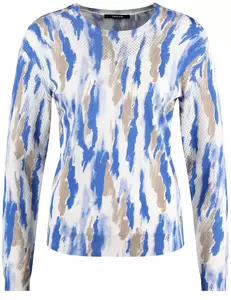 PULLOVER 1/1 ARM - 08992/REGATTA BLUE GEMUSTERT