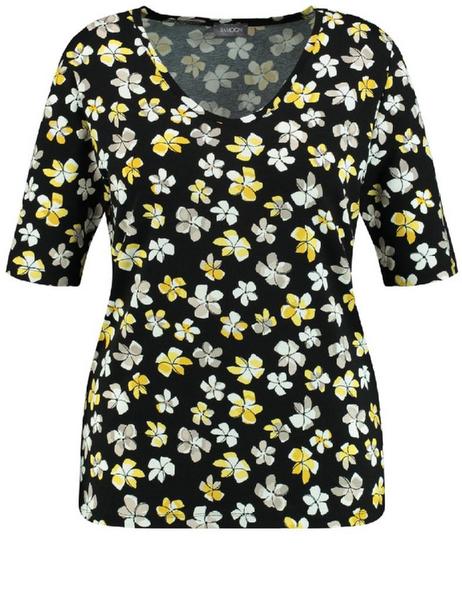 T-SHIRT 1/2 ARM - 01102/BLACK GEMUSTERT