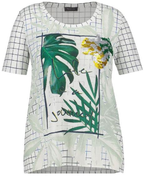 T-SHIRT 1/2 ARM - 09702/OFFWHITE GEMUSTERT