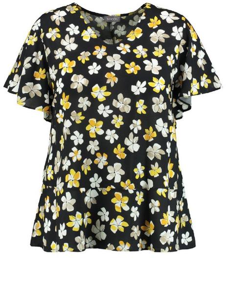 BLUSE 1/2 ARM - 01102/BLACK GEMUSTERT