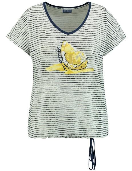 T-SHIRT 1/2 ARM - 08032/INDIGO GEMUSTERT