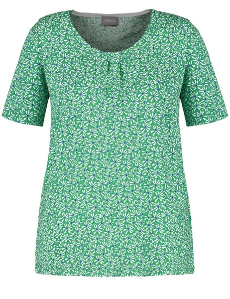 T-SHIRT 1/2 ARM - 05152/JADE GREEN GEMUSTERT