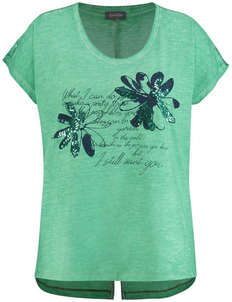 T-SHIRT 1/2 ARM - 05152/JADE GREEN GEMUSTERT