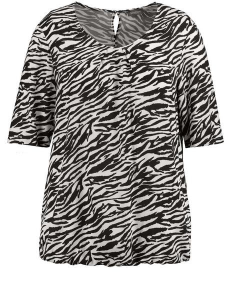 BLUSE 1/2 ARM - 01102/BLACK GEMUSTERT