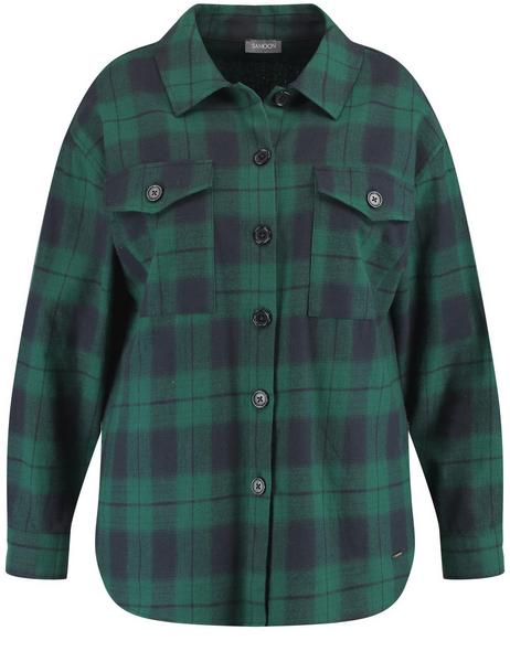 BLUSE 1/1 ARM - 08102/NAVY GEMUSTERT