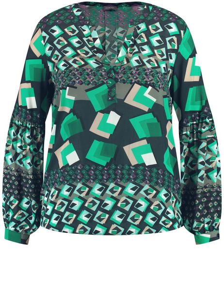 BLUSE 1/1 ARM - 08102/NAVY GEMUSTERT