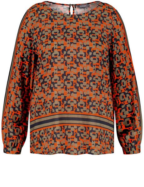 BLUSE 1/1 ARM - 06412/GLOWING ORANGE GEMUSTERT