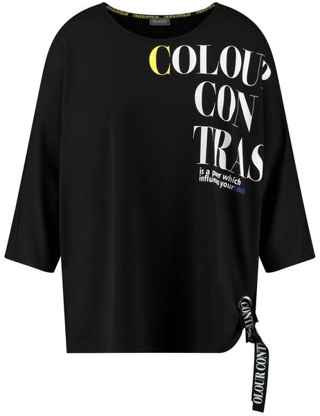 T-SHIRT 3/4 ARM - 01102/BLACK GEMUSTERT