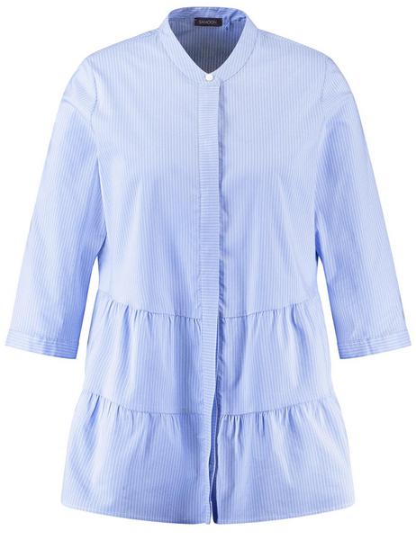BLUSE 3/4 ARM - 08182/SKY BLUE GEMUSTERT
