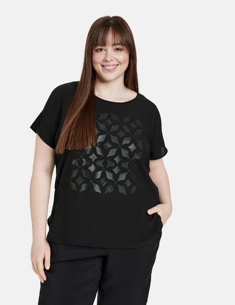 T-SHIRT 1/2 ARM - 01102/BLACK GEMUSTERT