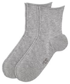 Women cotton fine rolled cuff Socks, grey mel.