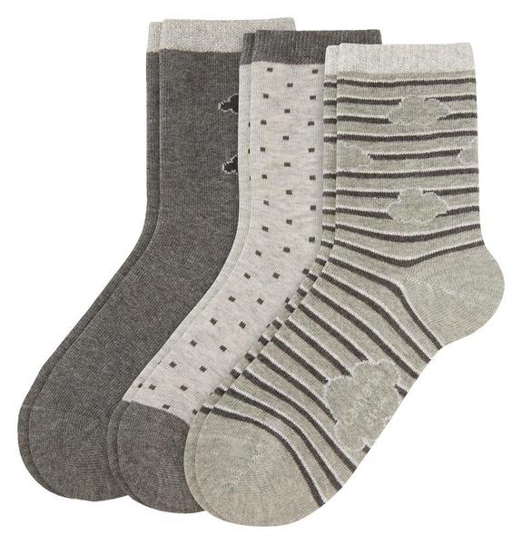 CHILDREN FASHION SOCKS 3P - 9300/light grey melang