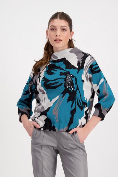 Pullover - 763/petrol gemustert