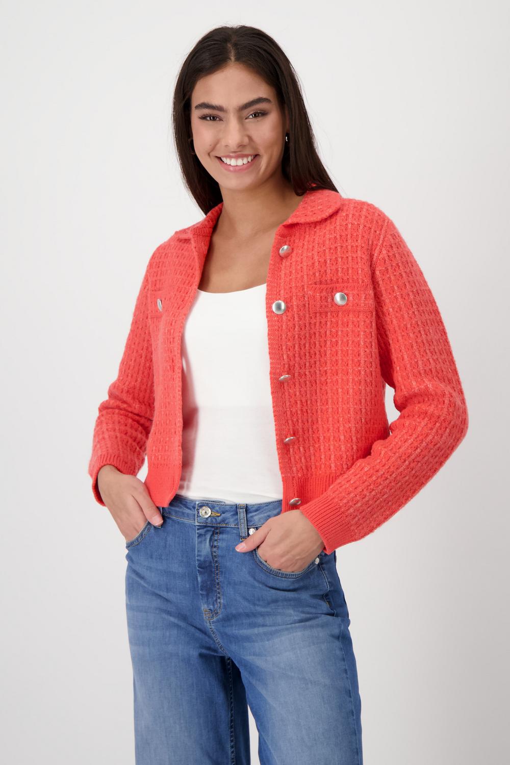 Strickjacke, bright coral